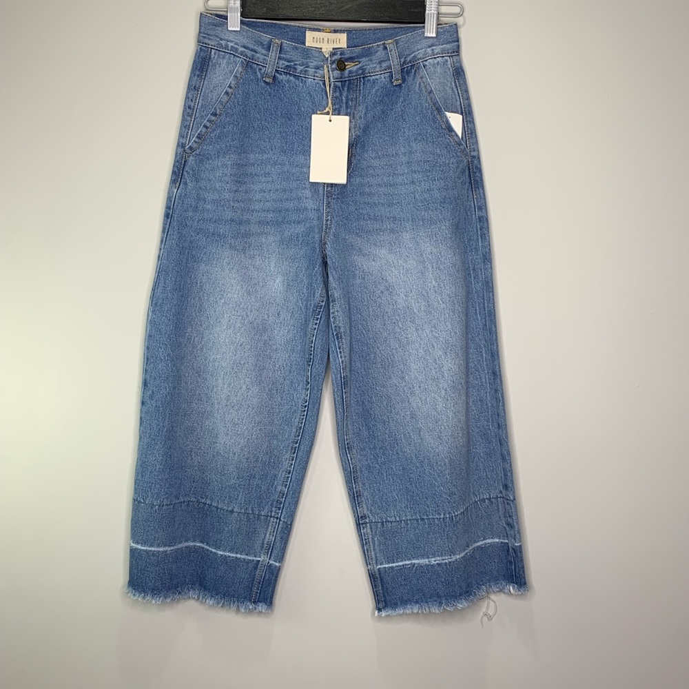 Moon River Midi Length Denim Pants - Picture 6 of 7